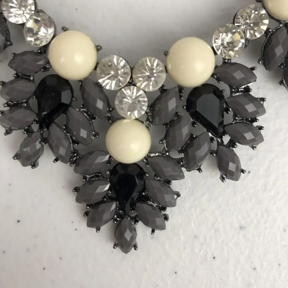 Amrita Singh Statement Bib Necklace Designer Signed Rhinestone Crystals